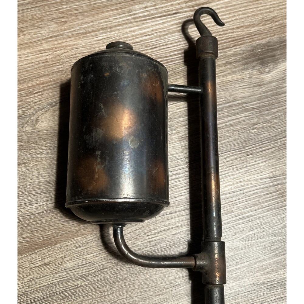Antique Japanned COPPER FLASH gravity lamp Gas Burner 1900s 1910s Fixture Light